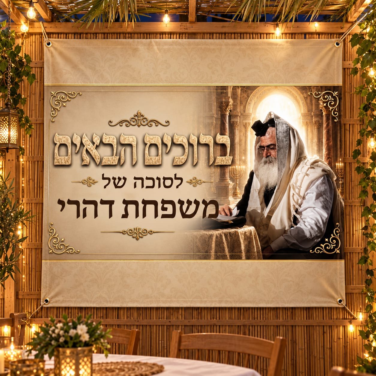 שלט לסוכה עם שם המשפחה