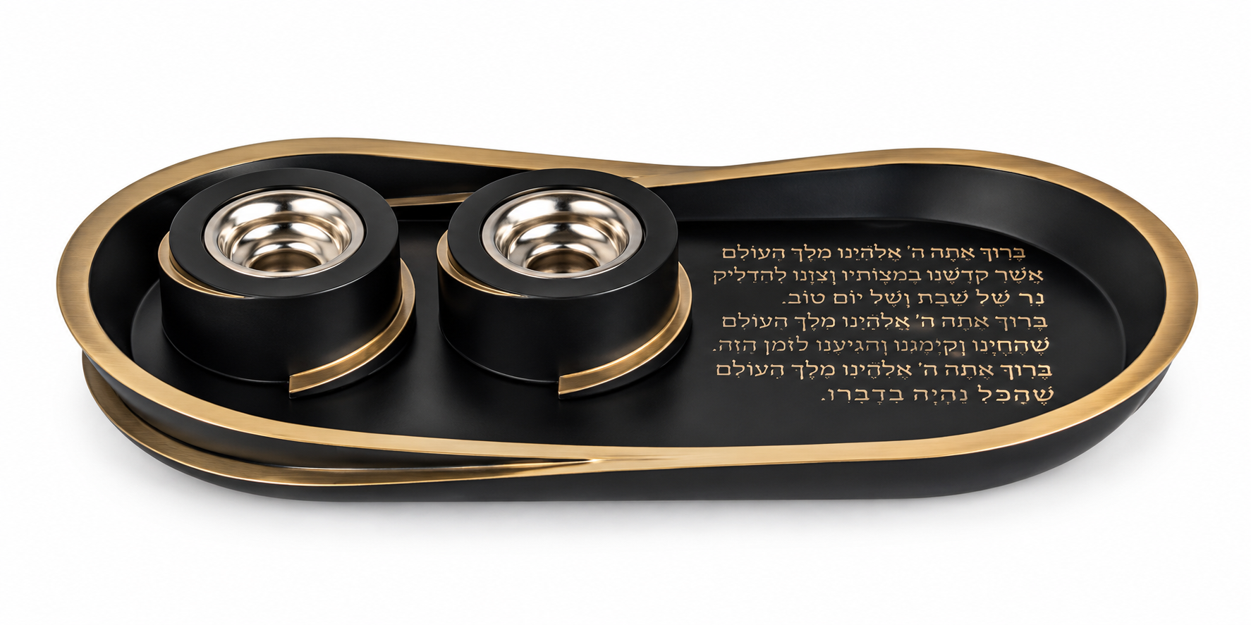 פמוטים פולימר שחור עם מגש